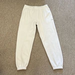 White Aritzia TNA logo Sweatfleece sweatpant